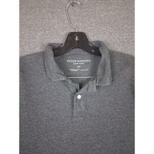 Peter Manning Mens Shirt 2X Gray Polo Pima Cotton Long Sleeve Classic Preppy